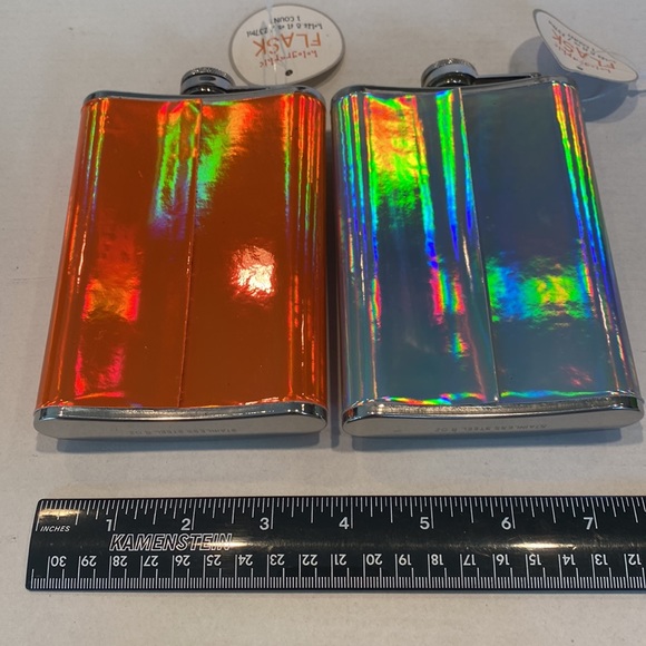 NWT Set of two Stainless Steel Holographic Flasks - Picture 4 of 4